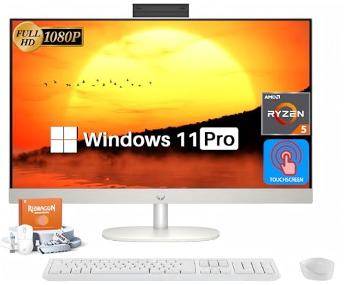 HP All-in-One Desktop Computer, 27 FHD Touchscreen AIO PC, AMD Ryzen 5 7520U Processor, 16 GB RAM +2 TB SSD, 1080p Camera, Wi-Fi 6 & BT5.3, Windows 11 Pro, Wireless Keyboard & Mouse, w/Accessories