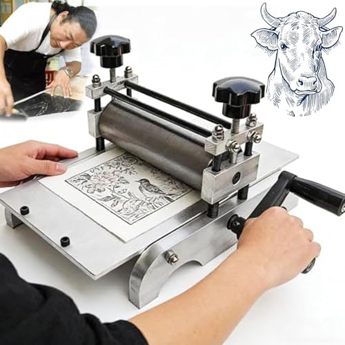 Prensa de grabado manual, máquina de impresión de 31 x 17 cm con altura de rodillo ajustable, impresión en bloque y prensa monotipo para relieve de huecograbado, placa de cobre de madera, herramienta