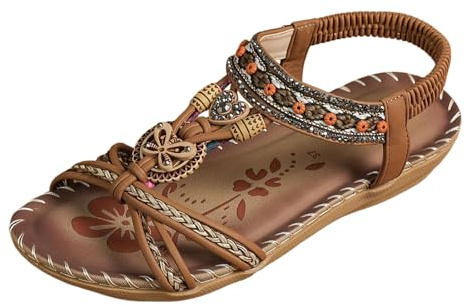 Genérico 2026 Sandalias de verano para mujer, elegantes, con separadores de dedos, cómodas, ortopédicas planas con plantilla, transpirables, con tira trasera para playa, vacaciones y ocio.
