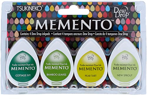 Tsukineko MD-100-002'Gewächshaus' Memento Stempelkissen Set, Synthetic Material, grün, 14.3 x 9.2 x 2.4 cm