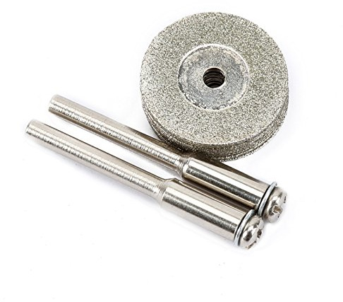 Dophee 10PCS Diamond Cutting Wheel Set, 20mm Diamond Cutting Off Discs Wheel Rotary Tool with 2 Mandrel Arbor Set for Metal Glass Ceramics Porcelain Gem Stones