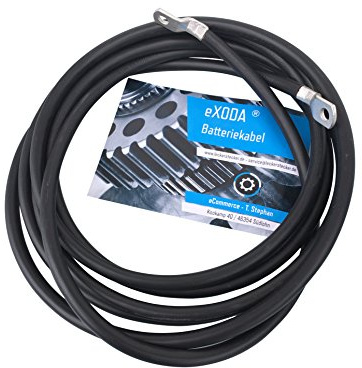 Exoda Batteriekabel 50 mm² 200cm M10 Kabelschuhe Schwarz KFZ Boot Motorrad | Batteriekabel, Querschnitt 50 mm², Länge 200 cm, für KFZ und Boot, M10 Kabelschuhe, hitzebeständig bis 70 Grad