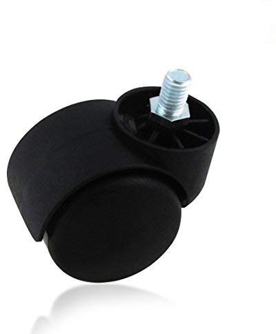 Copapa Lot de 5 roulettes de protection de sol en caoutchouc pour chaise de bureau M10 x 12 mm Noir