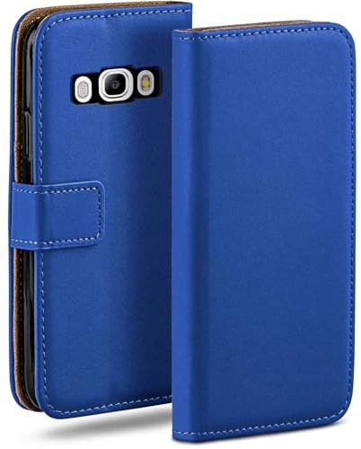 moex Book Case für Samsung Galaxy J5 (2016) Handyhülle mit Kartenfach, Hülle klappbar 360 Grad Schutzhülle, Klapphülle Flip Case Cover, PU Leder Handytasche Lederhülle, Blau