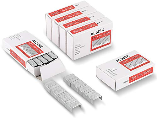 ALSISK 26/6 Standard Staples,1000 pcs Per Box,6 Boxes in Pack (6000pcs Total), Silver