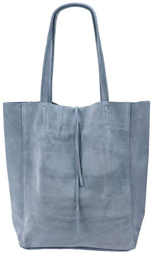 SH Leder ® Damen Echt Wildleder Shopper mit Innentasche in vielen Farben Schultertasche Henkeltasche 37x29cm Katrin G261