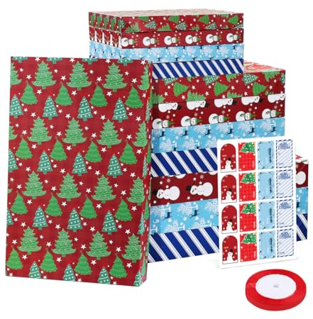 12stück Geschenkbox Weihnachten Mit Deckel: Groß Geschenkverpackung Kraft Pappschachteln Geschenkkarton Mit Deckel Geschenkbox Weihnachten Groß Mit Namensetiketten, Kleidung