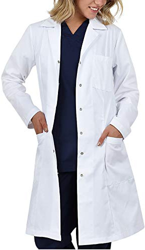 B-well Valeria Camice Laboratorio Donna Medico Bianco con 3 Tasche e Chiusura Nascosta con Bottoni a Pressione 54