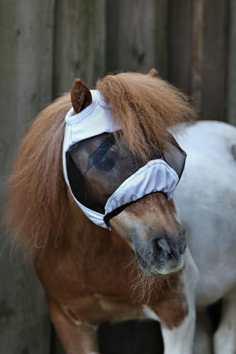 Fliegenmaske Ohne Nase, Ohne Ohren Fliegenschutz Tysons Fliegenhaube Lissy Minishetty Shetty Minipony Falabella Schwarz Grau (Minishetty, Grau Schwarz)