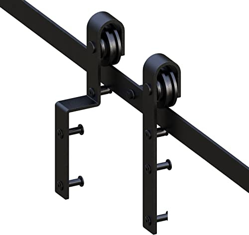 CCJH 12.6FT/386cm Schiebetürsystem Laufschiene Schiebetürbeschlag für Bypass 2 Holzschiebetür Zubehör Barn Door Hardware Kit Schwarz