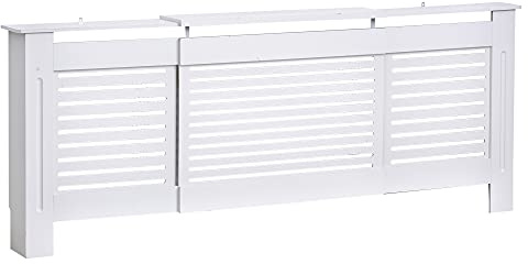 HOMCOM Cache-radiateur Design Contemporain Longueur Extensible 139-208,5 x 20,5 x 82,5 cm MDF Blanc