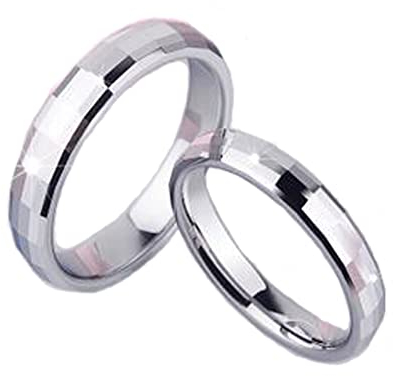 Aotiwe Paar Band Ringe Silber Ringe Quadrat, Wolfram Damen 49 (15.6) & Herren 65 (20.7)
