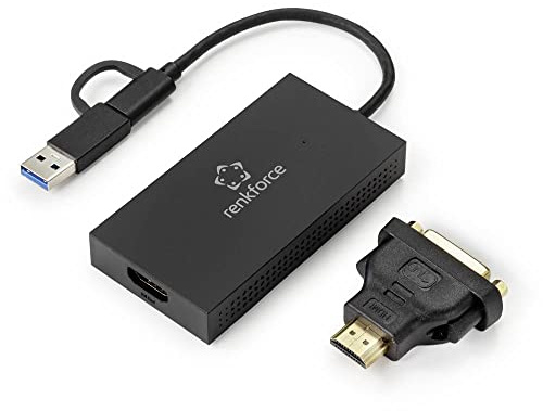 Renkforce Externe Grafikkarte DDR3-RAM USB-A, USB-C 5Gbps, HDMI, DVI, RF-4715072