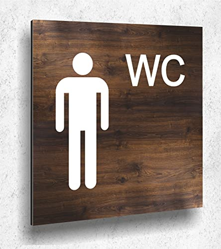 Türschild WC Schild Holzoptik Eiche Dunkel Damen Herren Holz UV Druck 12 x 12cm - 3mm Aluverbund - Made in Germany Art.Nr. E 2011