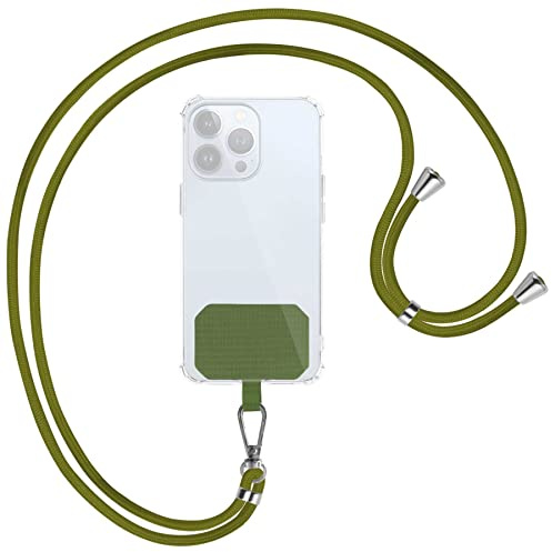mtb more energy® Universal Handykette - Grün/Silber - kompatibel mit vielen Handyhüllen - hochwertiges Band Seil Kordel zum Umhängen