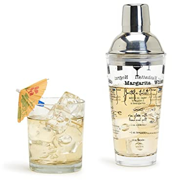 Two's Company Mix Master Cocktail Shaker con 5 recetas de bebidas