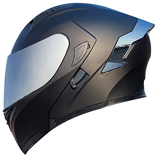 Motorradhelm mit DOT/ECE-Zugelassener Helm Motorrad Klapphelm Integrierter Motorradhelm mit Anti-Fog-Doppelvisier Vollgesichts Motorrad Rennhelm für Erwachsene Männer und Frauen