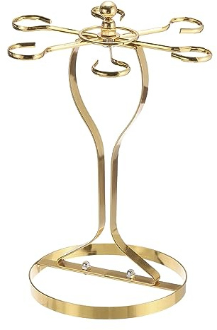 sourcing map Countertop Wine Glass Holder, Freestanding Wine Glass Rack with 6 Hooks, Metal Stemware Holder Stand for Bar, Kitchen Home Storage (Gold 235x335mm)