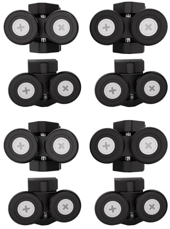Pack of 8 Shower Door Wheels 23mm Black upper and bottom Roll Runners