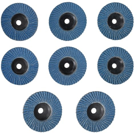 Vueinrg 8 Pezzi Dischi per Smerigliatrice ø 76 mm x 10 mm Grana 40/60/80/120 Dischi Abrasivi a Lamelle Dischi Lamellari per Metallo, Legno, Acciaio Disco Abrasivo per 10,8-12V Smerigliatrice