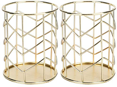 2 Stück Stifthalter, Multifunktionaler Make-up-Pinselhalter, Organizer, Tragbar, Schreibtisch-Stiftaufbewahrung, Stabiler Organizer Für Zuhause Und Büro, Gold