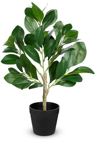 Arborus Kunstpflanzen im Topf 45 cm Ficus Künstlich wie Echt Kunstficus | Grünpflanzen Künstliche Zimmerpflanzen für Tisch Regal Fensterbank Deko im Wohnzimmer Badezimmer Esszimmer Küche Büro Hotel