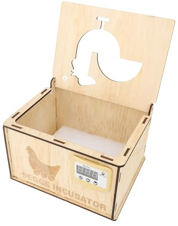 Cosiki Smart Eggs Hatcher, 9 Wasserbetten, Stabil, EU-Stecker, 250 V, Konstante Temperatur, Bruteier-Inkubator aus Holz für Hühner (Dual-Lithium-Batterien)