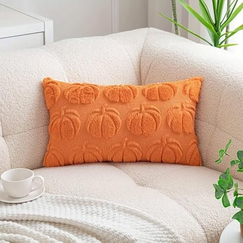 Fundas de cojín otoñal con diseño de calabaza, decoración moderna para Halloween (naranja, 30 x 50