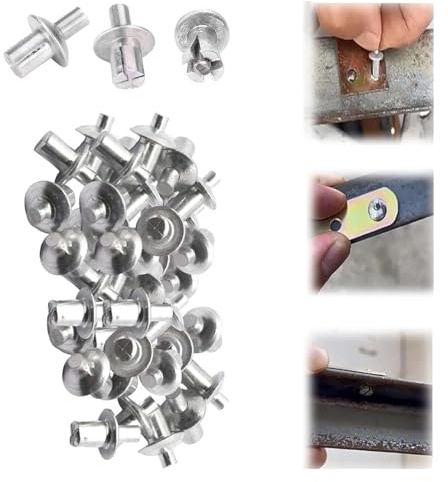 Hliloy Remaches de Golpe, remaches de transmisión, remache ciego de aluminio, juego de remaches de cabeza redonda, remaches de aluminio de expansión tipo golpe 2024, remaches de núcleo de aluminio con