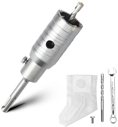 40 mm hollow drill bit set with SDS plus adapter 110 mm and pilot drill 8 x 110 mm, drill bit socket for masonry and concrete