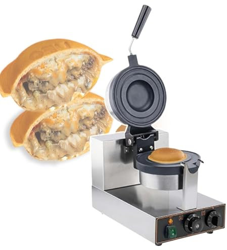 HCAUYNN Temperature Controlled Bread Hamburger Press Machine,Commercial Burger Maker,Independent Control Panel,180° Rotatable Baking Pan,110V-doublehead