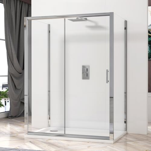 Grand 1200 x 800mm Single Sliding Rectangular 3-Sided Shower Enclosure 6mm Glass Reversible Cubicle Door