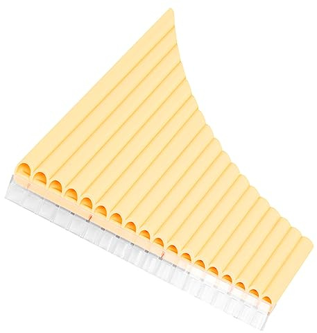 16-rohr Panflöte Musikinstrument für Anfänger in C-dur | Abs in Gelb, Festem Winkel und Tragbar, mit Musikbuch und Aufbewahrungstasche