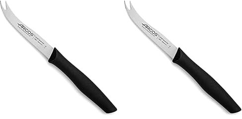 Arcos Serie Nova, Coltello Formaggio, Lama Acciaio Inossidabile NITRUM 105 mm, Manico Polipropilene, Colore Nero (Confezione da 2)
