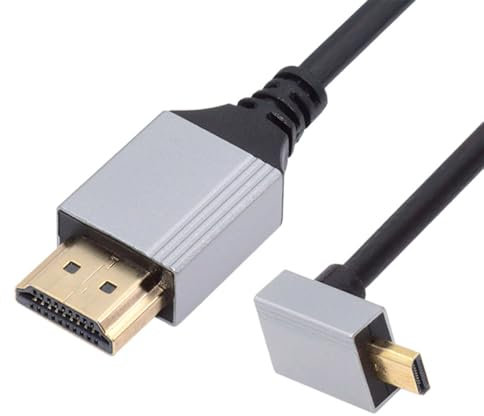 NFHK Cavo Micro HDMI 2.1 ultra sottile HDTV 8K 4K con angolo di 90 gradi verso l'alto Cavo sottile iper super flessibile da tipo A a tipo D per telecamera HDTV 50 cm