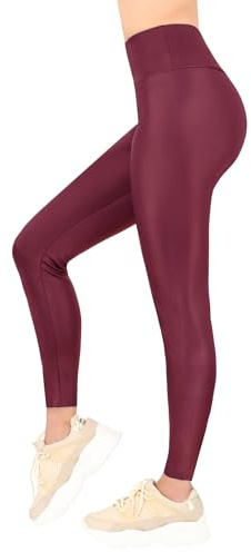 FUTURO FASHION Dam glänsande blöta look leggings – rumplyft hög midja icke genomskinlig design stretchig och andningsbar idealisk för vardaglig fest fitness olika färger storlekar S till 5XL,
