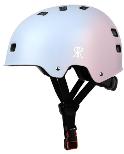 Youth Kids Bike Helmet, Skateboard Bicycle Helmet for Age 3-5-8-10-12-14 Teen Boys Girls Adjustable and Multi-Sport for Scooter Roller Skate (Blue Pink Gradient, Small)
