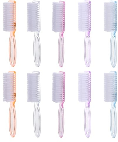 Beaupretty 10 Pezzi Spazzola Per Unghie Con Manico Lungo, Spazzola Per Pulizia ManiE Piedi, Setole Morbide, Impugnatura Antiscivolo, Multicolore, 14.5cm