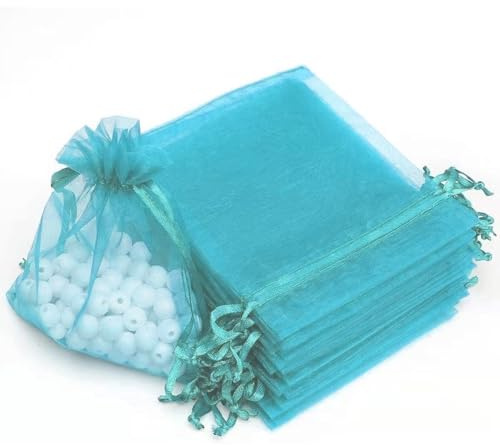 100 Stück Organzasäckchen, Organzabeutel, 9 x 12 cm, Geschenkbeutel Organza, Schmuckbeutel, Hochzeit-Säckchen, Lavendelsäckchen-Säckchen, Hochzeitsbevorzugung, Festivalparty (Blau)