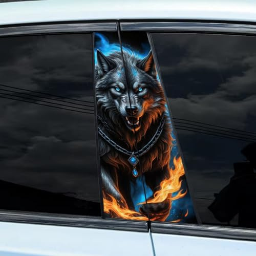 2 Pezzi Adesivi per Centralina Auto, Adesivi HD Leopardo, Adesivi Halloween Lupo in PVC, Adesivi Antigraffio, Adesivo Personalizzato Tigre per Auto, Centralina (12,25x50 cm)