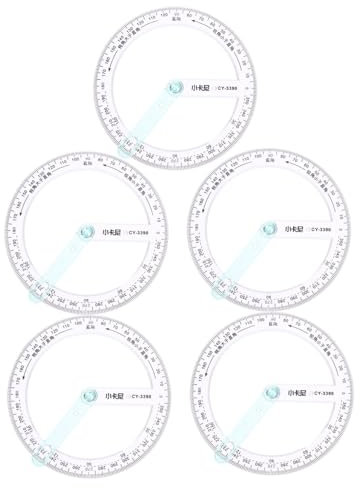 DIYEAH 5pezzi Goniometro Plastica Strumento Di Misura Angoli Per Studenti Ruler Rotondo Per Geometria e Disegno Alta Precisione e Facilità Di Lettura