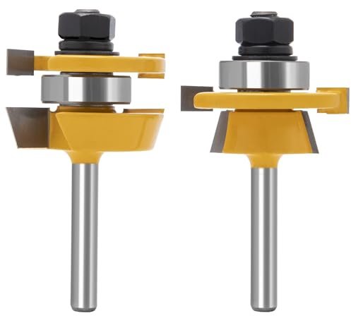 15° Bevel Tenon Joint Router Bit- Lock Miter & Woodworking Router Bits Set for Roundover, Rabbeting, Cabinet Doors, Rail & Stile, Tongue & Groove Joinery (Router Bit-1/4 Inch Shank-15° Angle)
