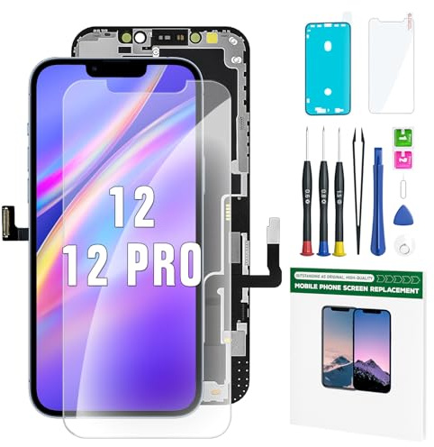YOXINTA Ecran iPhone 12 and 12 Pro 6.1'', Écran iphone 12 and 12 Pro LCD Complet Replacement, Écran iphone 12 and 12 Pro Tactile 3D Numériseur Assemblage Complet