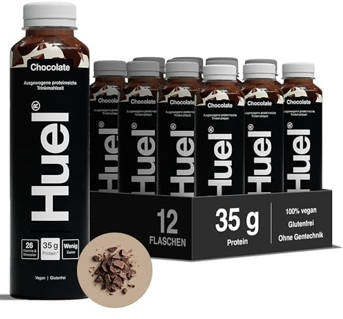 Huel Black Edition Drink Chocolate, proteinreiche Trinkmahlzeit für unterwegs - 12 x 500 ml - 35 g Protein, Reich an Vitamin D, gesunden Fettsäuren & Kalzium, Plant-based, Geschmack Schokolade