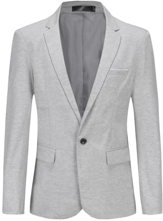 YFFUSHI Blazer da Uomo Slim Fit in Cotone Giacca Uomo Casual 1 Bottone Elegante per Matrimonio Ufficio Cerimonia