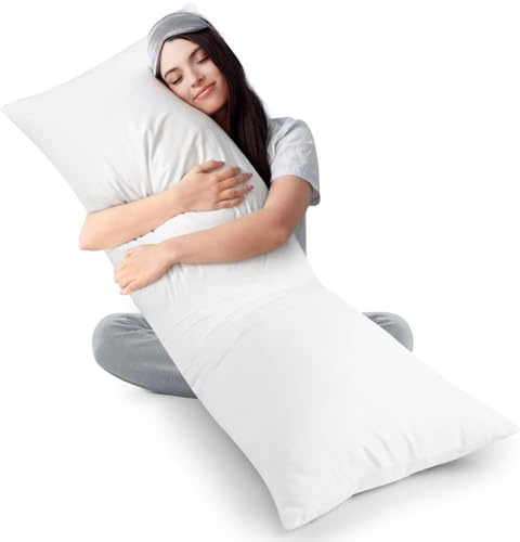 MH Traders Bolster Pillow (Single(48x92cm)) Long Body Pillow for Maternity & Pregnancy Support, Orthopaedic Full Body Comfort, Anti-Allergy for Side & Back Sleepers