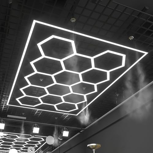 Xalteafe Plafonnier LED Hexagonsal pour Garage,Éclairage De Garage LED Hexagonsal,Plafonnier LED Hexagonsal,Hexagons LED Garage Light,pour Garage,Entrepôt,ateliers,Salle De Sport.
