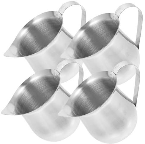 Mikikit 4 pièces Pichet à Lait Inox Petit Pot à Crème pour Espresso Latte Art Sauce Multifonction