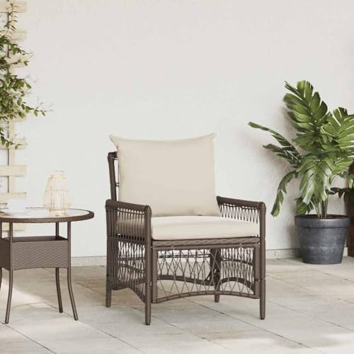 Mandloder Gartenstuhl Braun 60x70x78 cm, Poly-Rattan Outdoor Sessel für Garten Terrasse Balkon, Robuster Loungesessel mit Stahlrahmen und Armlehnen, Wetterfest, 110 kg Belastbarkeit