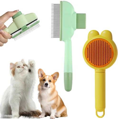 OIXEYA 2 Pezzi Spazzola per Cani e Gatti,Autopulente per Peli Cani di Piccola Taglia,Spazzola per Gatti,Spazzola per Animali Domestici, per Cani Gatti Rimuovere il Tomentosio Sottopelo
